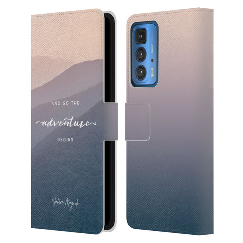 Nature Magick So The Adventure Begins Quote Mountains Leather Book Wallet Case Cover For Motorola Edge 20 Pro