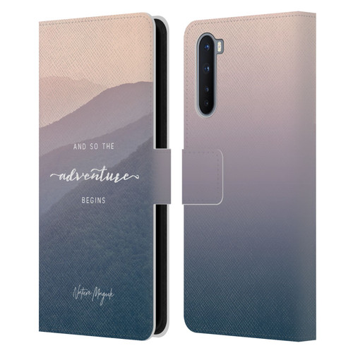 Nature Magick So The Adventure Begins Quote Mountains Leather Book Wallet Case Cover For OnePlus Nord 5G