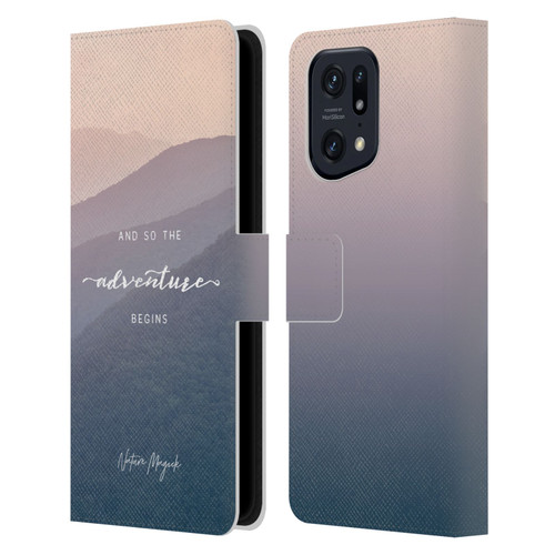 Nature Magick So The Adventure Begins Quote Mountains Leather Book Wallet Case Cover For OPPO Find X5 Pro