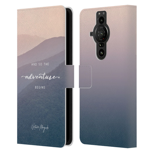Nature Magick So The Adventure Begins Quote Mountains Leather Book Wallet Case Cover For Sony Xperia Pro-I