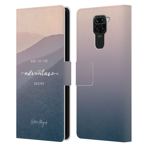 Nature Magick So The Adventure Begins Quote Mountains Leather Book Wallet Case Cover For Xiaomi Redmi Note 9 / Redmi 10X 4G