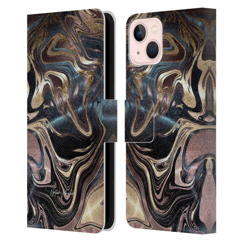 Nature Magick Luxe Gold Marble Metallic Copper Leather Book Wallet Case Cover For Apple iPhone 13