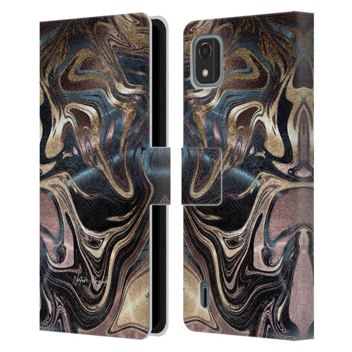 Nature Magick Luxe Gold Marble Metallic Copper Leather Book Wallet Case Cover For Nokia C2 2nd Edition