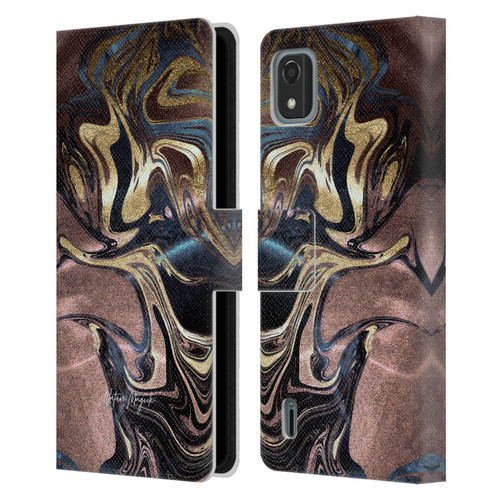 Nature Magick Luxe Gold Marble Metallic Gold Leather Book Wallet Case Cover For Nokia C2 2nd Edition