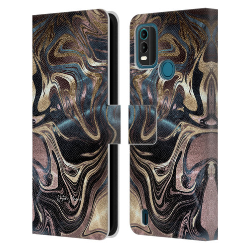 Nature Magick Luxe Gold Marble Metallic Copper Leather Book Wallet Case Cover For Nokia G11 Plus