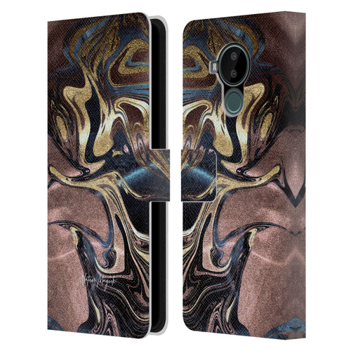 Nature Magick Luxe Gold Marble Metallic Gold Leather Book Wallet Case Cover For Nokia C30