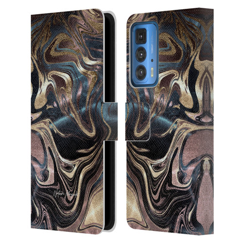 Nature Magick Luxe Gold Marble Metallic Copper Leather Book Wallet Case Cover For Motorola Edge 20 Pro