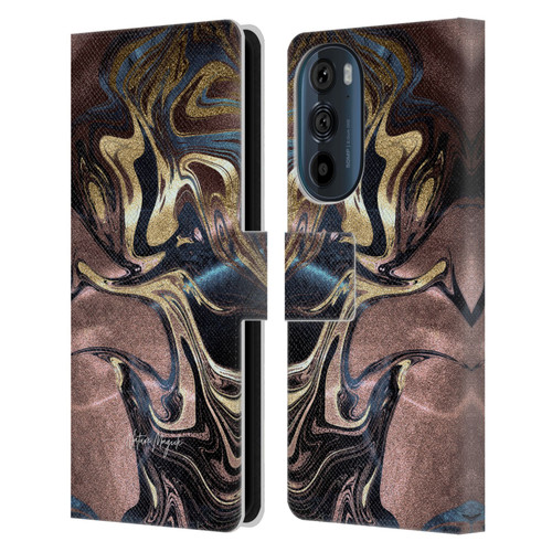 Nature Magick Luxe Gold Marble Metallic Gold Leather Book Wallet Case Cover For Motorola Edge 30
