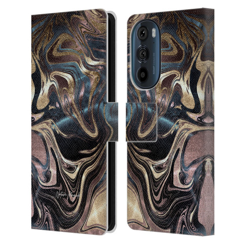 Nature Magick Luxe Gold Marble Metallic Copper Leather Book Wallet Case Cover For Motorola Edge 30