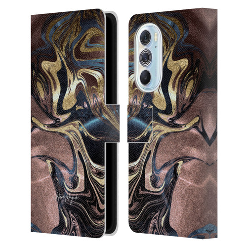 Nature Magick Luxe Gold Marble Metallic Gold Leather Book Wallet Case Cover For Motorola Edge X30