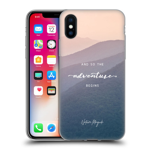 Nature Magick So The Adventure Begins Quote Mountains Soft Gel Case for Apple iPhone X / iPhone XS