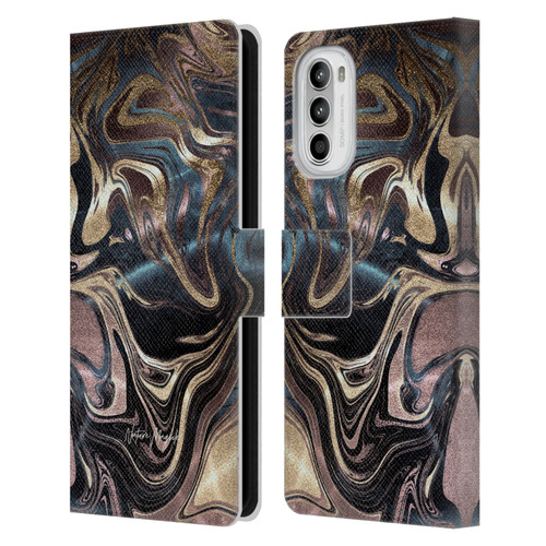 Nature Magick Luxe Gold Marble Metallic Copper Leather Book Wallet Case Cover For Motorola Moto G52