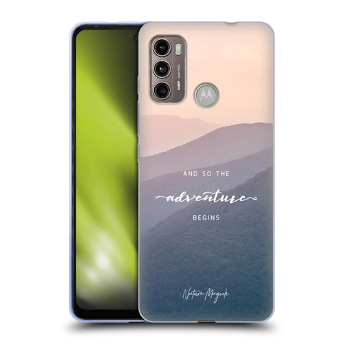 Nature Magick So The Adventure Begins Quote Mountains Soft Gel Case for Motorola Moto G60 / Moto G40 Fusion