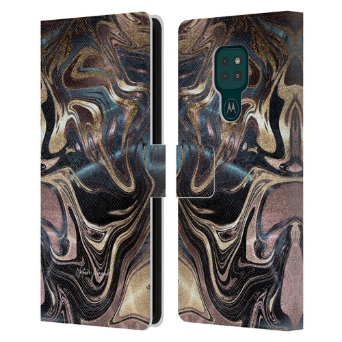 Nature Magick Luxe Gold Marble Metallic Copper Leather Book Wallet Case Cover For Motorola Moto G9 Play
