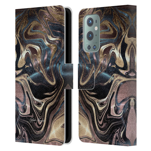 Nature Magick Luxe Gold Marble Metallic Copper Leather Book Wallet Case Cover For OnePlus 9