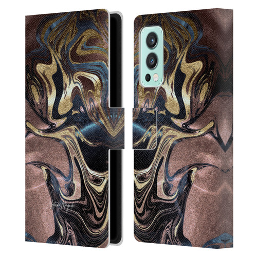 Nature Magick Luxe Gold Marble Metallic Gold Leather Book Wallet Case Cover For OnePlus Nord 2 5G