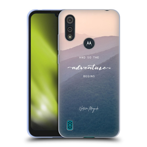 Nature Magick So The Adventure Begins Quote Mountains Soft Gel Case for Motorola Moto E6s (2020)