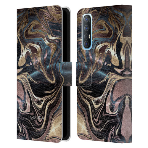 Nature Magick Luxe Gold Marble Metallic Copper Leather Book Wallet Case Cover For OPPO Find X2 Neo 5G