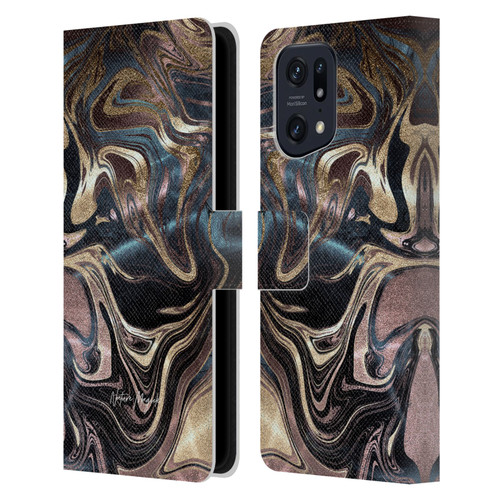 Nature Magick Luxe Gold Marble Metallic Copper Leather Book Wallet Case Cover For OPPO Find X5