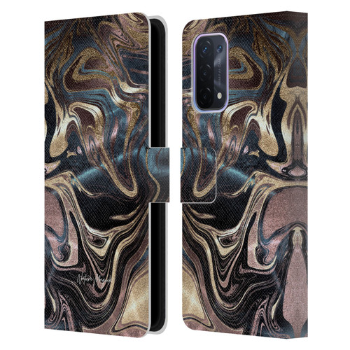 Nature Magick Luxe Gold Marble Metallic Copper Leather Book Wallet Case Cover For OPPO A54 5G