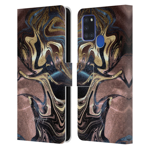 Nature Magick Luxe Gold Marble Metallic Gold Leather Book Wallet Case Cover For Samsung Galaxy A21s (2020)