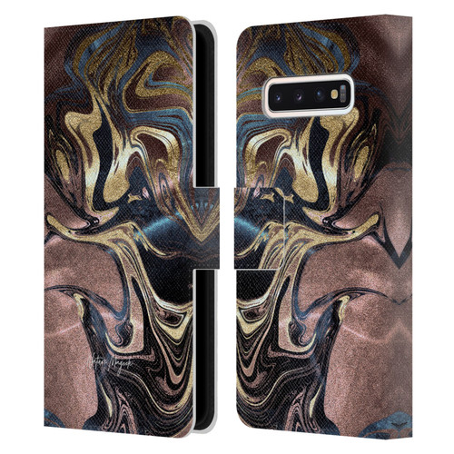 Nature Magick Luxe Gold Marble Metallic Gold Leather Book Wallet Case Cover For Samsung Galaxy S10