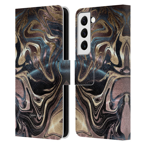 Nature Magick Luxe Gold Marble Metallic Copper Leather Book Wallet Case Cover For Samsung Galaxy S22 5G