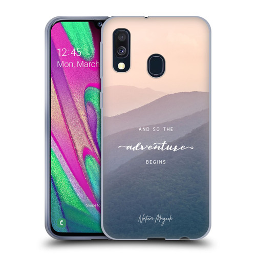 Nature Magick So The Adventure Begins Quote Mountains Soft Gel Case for Samsung Galaxy A40 (2019)
