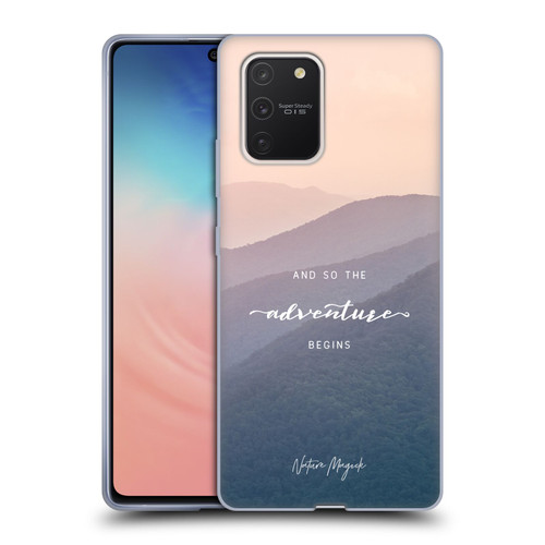 Nature Magick So The Adventure Begins Quote Mountains Soft Gel Case for Samsung Galaxy S10 Lite