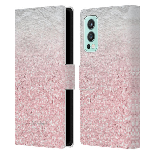 Nature Magick Rose Gold Marble Glitter Pink Sparkle 2 Leather Book Wallet Case Cover For OnePlus Nord 2 5G