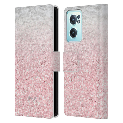 Nature Magick Rose Gold Marble Glitter Pink Sparkle 2 Leather Book Wallet Case Cover For OnePlus Nord CE 2 5G