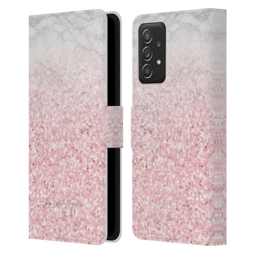 Nature Magick Rose Gold Marble Glitter Pink Sparkle 2 Leather Book Wallet Case Cover For Samsung Galaxy A53 5G (2022)