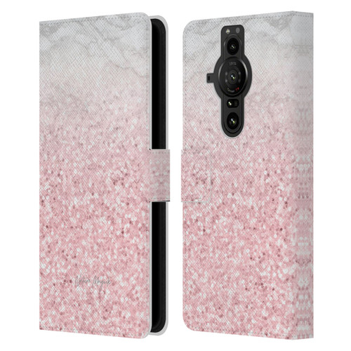 Nature Magick Rose Gold Marble Glitter Pink Sparkle 2 Leather Book Wallet Case Cover For Sony Xperia Pro-I