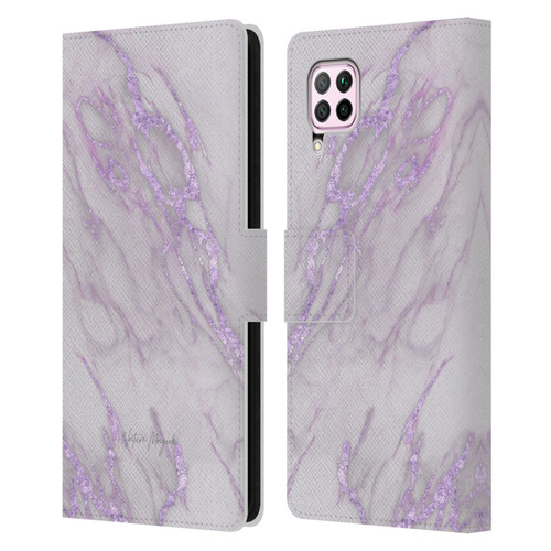 Nature Magick Marble Metallics Purple Leather Book Wallet Case Cover For Huawei Nova 6 SE / P40 Lite