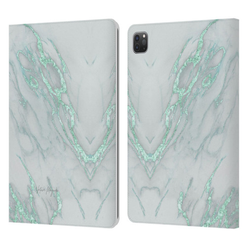 Nature Magick Marble Metallics Teal Leather Book Wallet Case Cover For Apple iPad Pro 11 2020 / 2021 / 2022