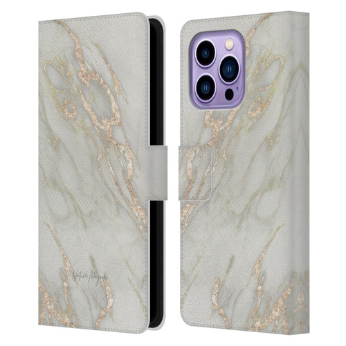 Nature Magick Marble Metallics Gold Leather Book Wallet Case Cover For Apple iPhone 14 Pro Max