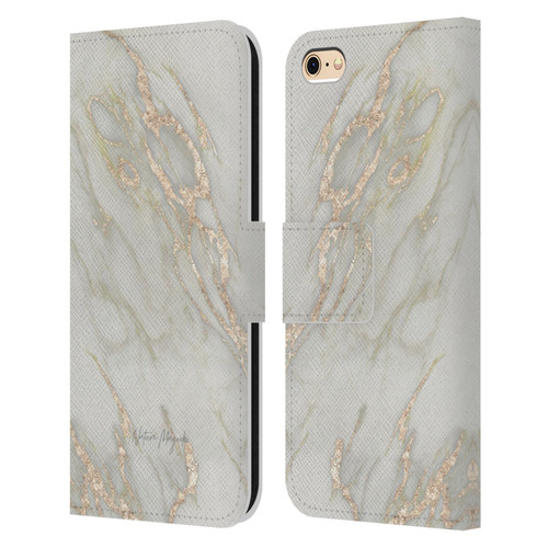 Nature Magick Marble Metallics Gold Leather Book Wallet Case Cover For Apple iPhone 6 / iPhone 6s