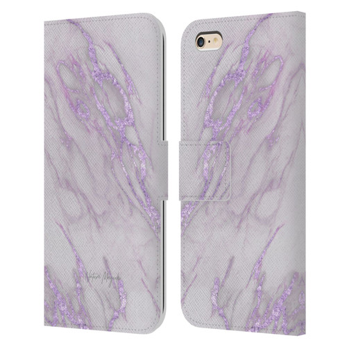 Nature Magick Marble Metallics Purple Leather Book Wallet Case Cover For Apple iPhone 6 Plus / iPhone 6s Plus
