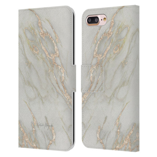 Nature Magick Marble Metallics Gold Leather Book Wallet Case Cover For Apple iPhone 7 Plus / iPhone 8 Plus