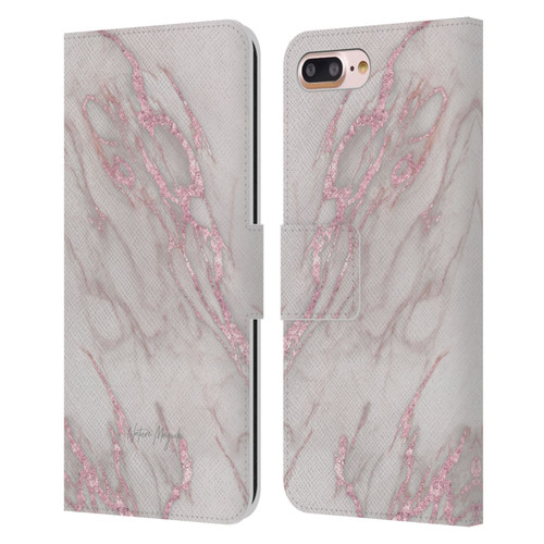 Nature Magick Marble Metallics Pink Leather Book Wallet Case Cover For Apple iPhone 7 Plus / iPhone 8 Plus