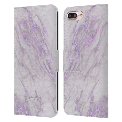 Nature Magick Marble Metallics Purple Leather Book Wallet Case Cover For Apple iPhone 7 Plus / iPhone 8 Plus