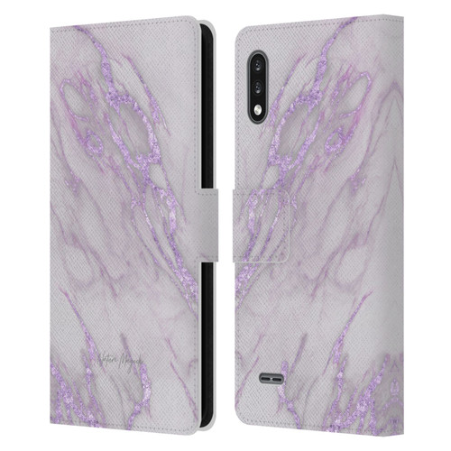 Nature Magick Marble Metallics Purple Leather Book Wallet Case Cover For LG K22