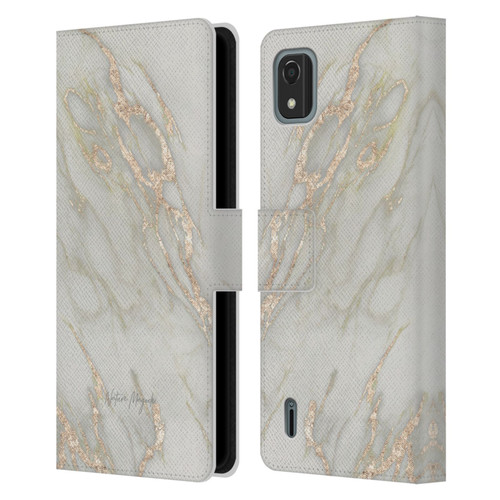 Nature Magick Marble Metallics Gold Leather Book Wallet Case Cover For Nokia C2 2nd Edition