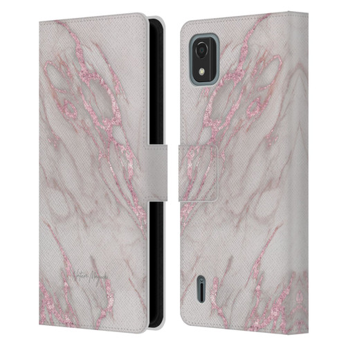Nature Magick Marble Metallics Pink Leather Book Wallet Case Cover For Nokia C2 2nd Edition