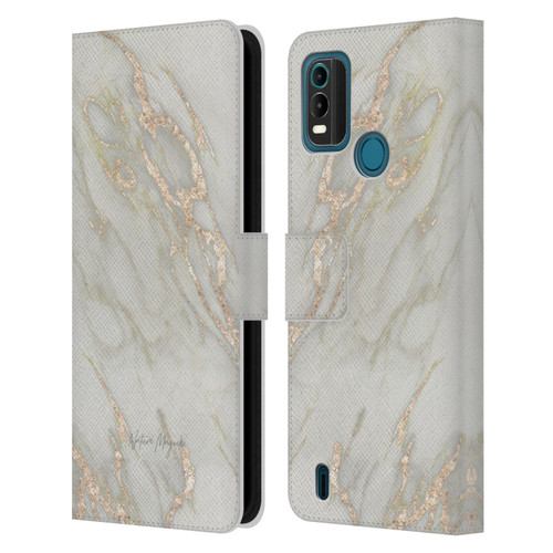 Nature Magick Marble Metallics Gold Leather Book Wallet Case Cover For Nokia G11 Plus