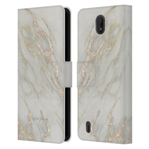 Nature Magick Marble Metallics Gold Leather Book Wallet Case Cover For Nokia C01 Plus/C1 2nd Edition