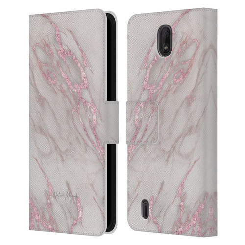 Nature Magick Marble Metallics Pink Leather Book Wallet Case Cover For Nokia C01 Plus/C1 2nd Edition