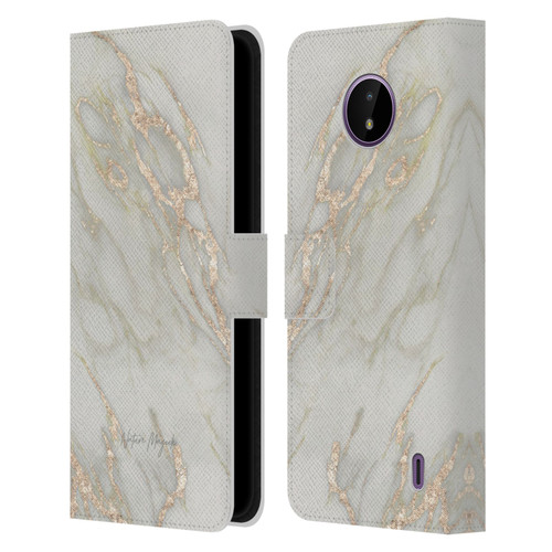 Nature Magick Marble Metallics Gold Leather Book Wallet Case Cover For Nokia C10 / C20