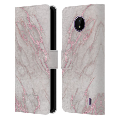 Nature Magick Marble Metallics Pink Leather Book Wallet Case Cover For Nokia C10 / C20