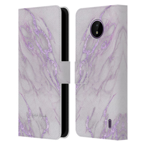 Nature Magick Marble Metallics Purple Leather Book Wallet Case Cover For Nokia C10 / C20